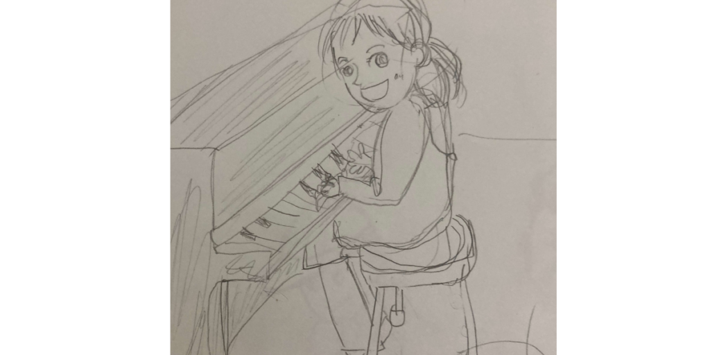 ピアノを弾く保育士のイラスト